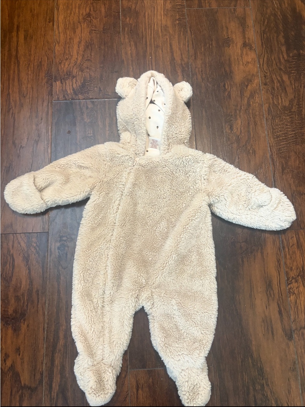First Wish Sherpa W/ Ear detail Baby One-Piece Acorn print inside 6-9 months
